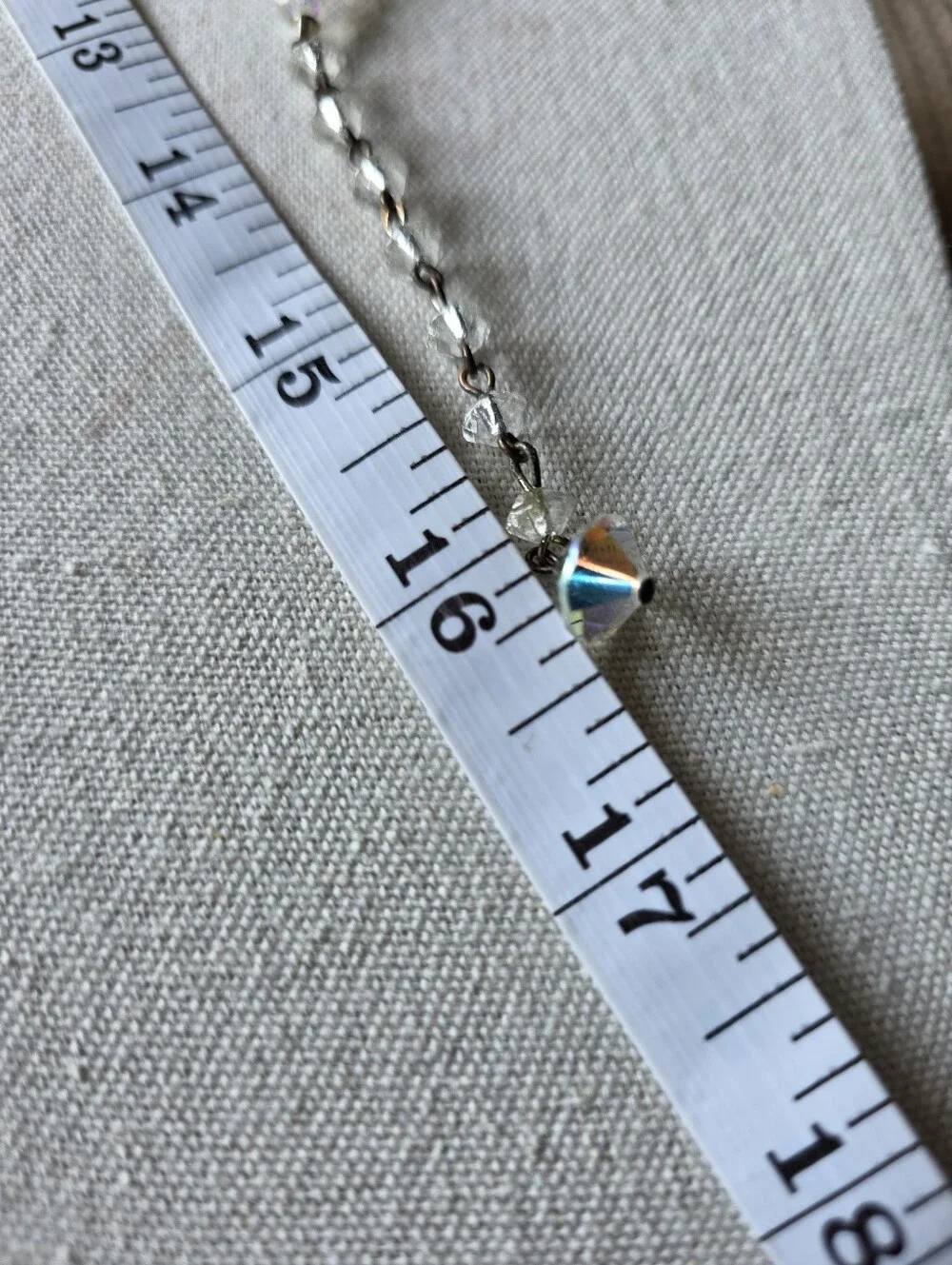 Vintage 1950s Aurora Borealis Faceted Crystal Bead Graduated Necklace